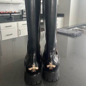 Gucci Black Leather Knee-High Boots